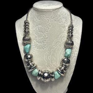 Mixit Statement Fashion Jewelry Turquoise and Silver Necklaces